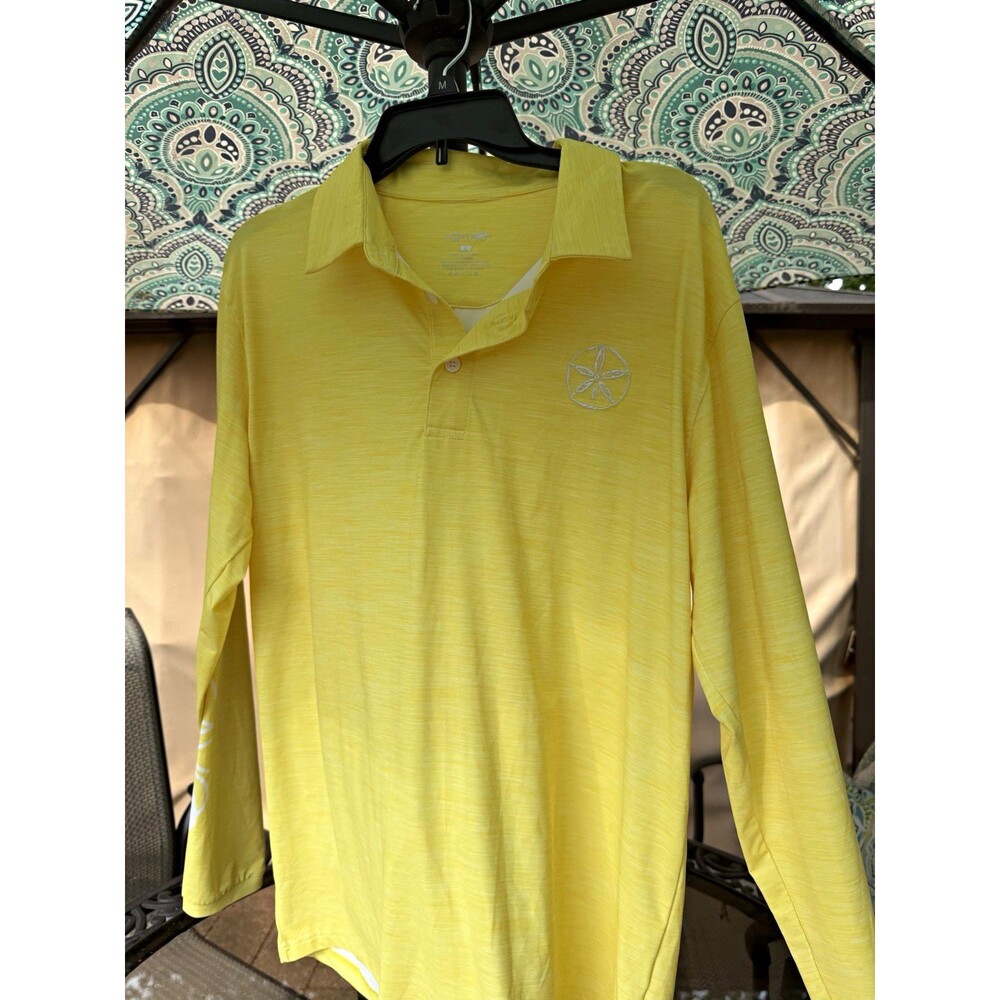 VIDA CAVA Men's Yellow Long Sleeve Stretch Polo Shirt Collared Solid Size L